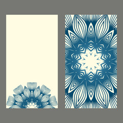 Card Template With Floral Mandala Pattern. Business Card For Fitness Center, Sport Emblem, Meditation Class. Vector Illustration. Pastel color