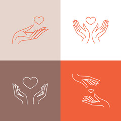 Vector set of logo design templates in trendy linear style