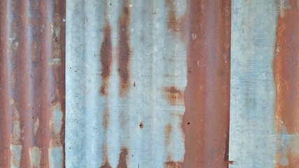 Zinc sheets that are old, rust, corrosion and decay