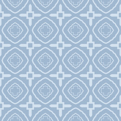 Modern Geometric Pattern Retro Ornament. Vector Super Illustration. For Fabric, Textile, Bandana, Scarg, Colored Print. Pastel blue grey color