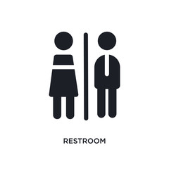 restroom isolated icon. simple element illustration from museum concept icons. restroom editable logo sign symbol design on white background. can be use for web and mobile