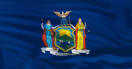 Close up shot of wavy New York state flag