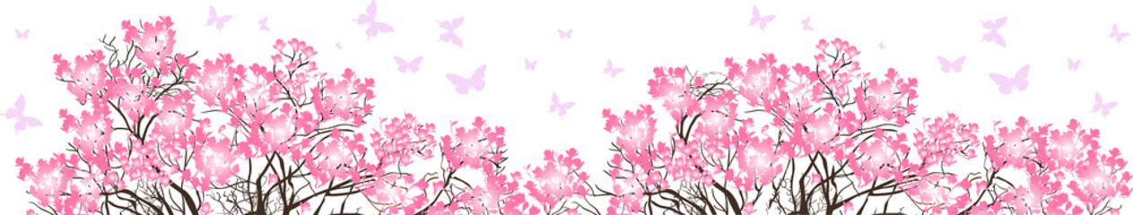 Obraz na płótnie Canvas butterlies near magnolia blossom trees