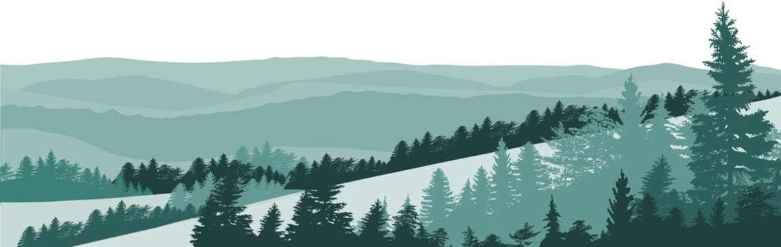 mountain forest dark illustration
