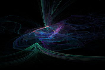 Abstract scientific 3d explosion illustration. Strong emission of energy. Concept research in the field of nuclear energy.