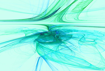 Abstract representation of plants, flowers and nature. Abstract green light 3d illustration of spring or summer.