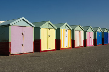 Beach huts at Hove, Sussex, England