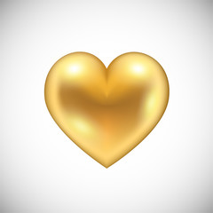 Golden Heart icon isolated on white.
