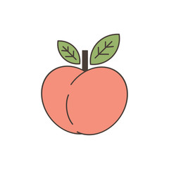cute cartoon vector peach isolated on white background 