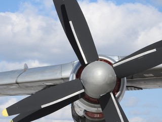 Close-up of fragments and details of the old aircraft.