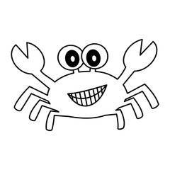 cute cartoon black and white crab vector illustration for coloring art