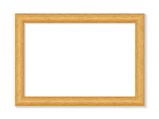 Realistic wooden picture frame isolated on white. Realistic style. Vector illustration.