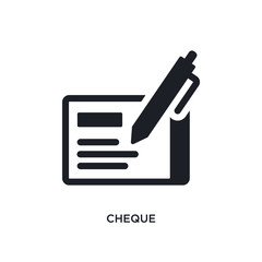 cheque isolated icon. simple element illustration from payment concept icons. cheque editable logo sign symbol design on white background. can be use for web and mobile