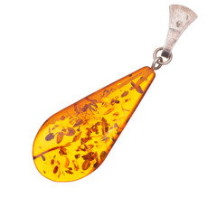 Amber pendant, almost certainly fake. Isolated on white.