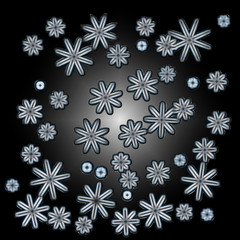 Snow flakes on the black background illustration