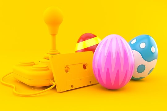 Retro gaming background with easter eggs