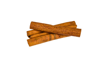 Brown cinnamon sticks isolated on a white background