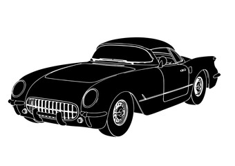 silhouette sports retro car vector