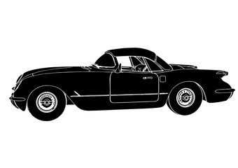 silhouette sports retro car vector