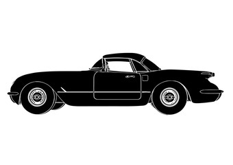 silhouette sports retro car vector