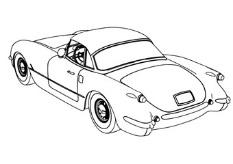 sketch sports retro car vector