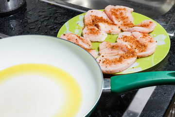 Spiced cutlets frying