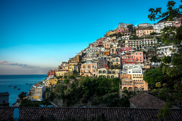 Obraz premium Panorama of beautiful coastal town - Positano by Amalfi Coast in Italy during summer's daylight, Positano, Italy