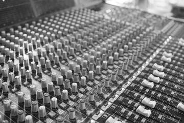 Sound mix console in black and white