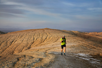 Fototapeta premium Trail running in the desert