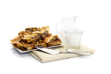 Pies with filling close-up