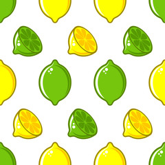 Vector seamless pattern with lemon and lime illustrations