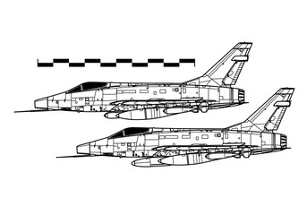 North American F-100 SUPER SABRE. Outline drawing