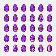 Icons set of red Easter eggs