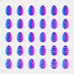 Icons set of light blue and pink Easter eggs