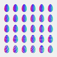 Icons set of pink and light blue Easter eggs