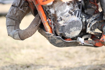 Details of a cross-country motorcycle. Motor sports. Spare parts