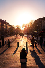 Sonnenuntergang in den Straßen von Aix en Provence