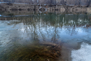 Beautiful reflections spring river