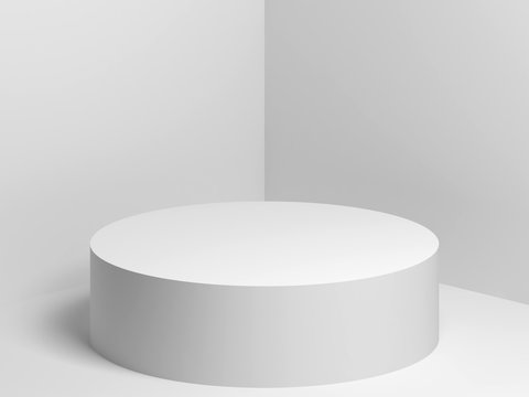 White Cylindrical Podium 3d Render