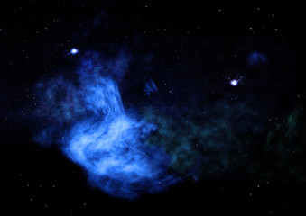 Being shone nebula. 3D rendering