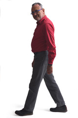 Fototapeta premium man waling on white background