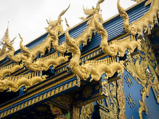 Golden Nagas Walking on The Roof