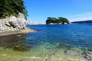 三陸復興国立公園の観光名所、浄土ヶ浜。宮古　岩手　日本。９月下旬。