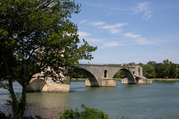 Saint Benezet bridge in Avignon in a beautiful Provence summer day, France