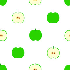 Apples seamless pattern. Fruits on the white background.