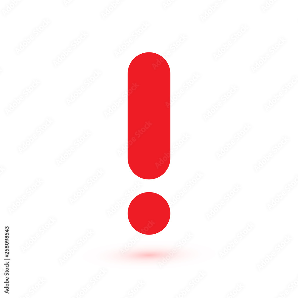 Poster Exclamation mark. Attention web message. Danger sign. Modern abstract vector icon. Flat infographic element, template for the design. Vector illustration.