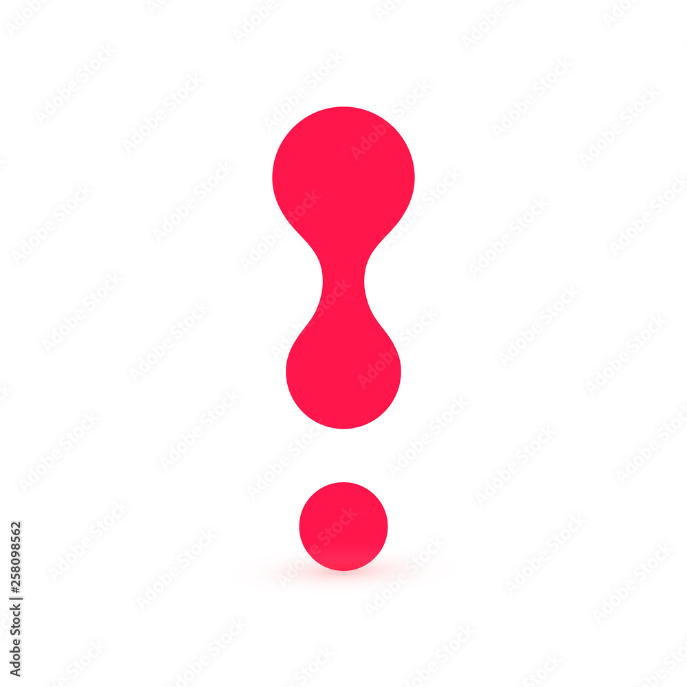 Poster Exclamation mark. Attention web message. Danger sign. Modern abstract vector icon. Flat infographic element, template for the design. Vector illustration.