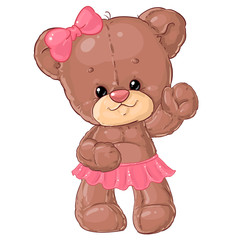 Cute little teddy bear girl. Children's character. 