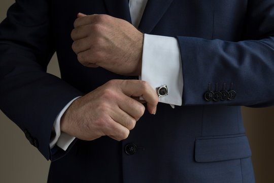 The Businessman Wear Suit With Cuff Link For Job Concept.