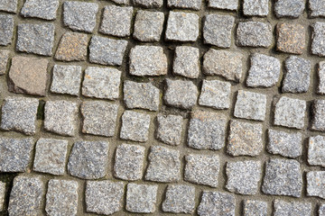 cobblestones on the ground of a city  avenue